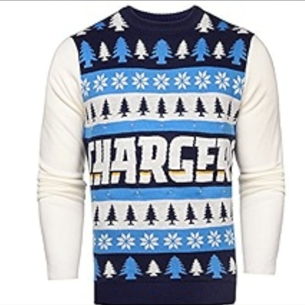 HOST PICK NFL Los Angeles Chargers Light Up Ugly Sweater Size Small
